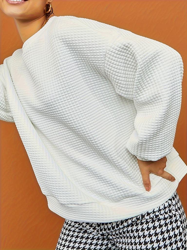 European and American new solid color round neck long sleeve loose top sweater casual versatile casual fashion