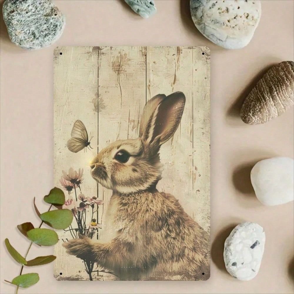 

Vintage Humor Rabbit Metal Wall Poster for Home Cafe