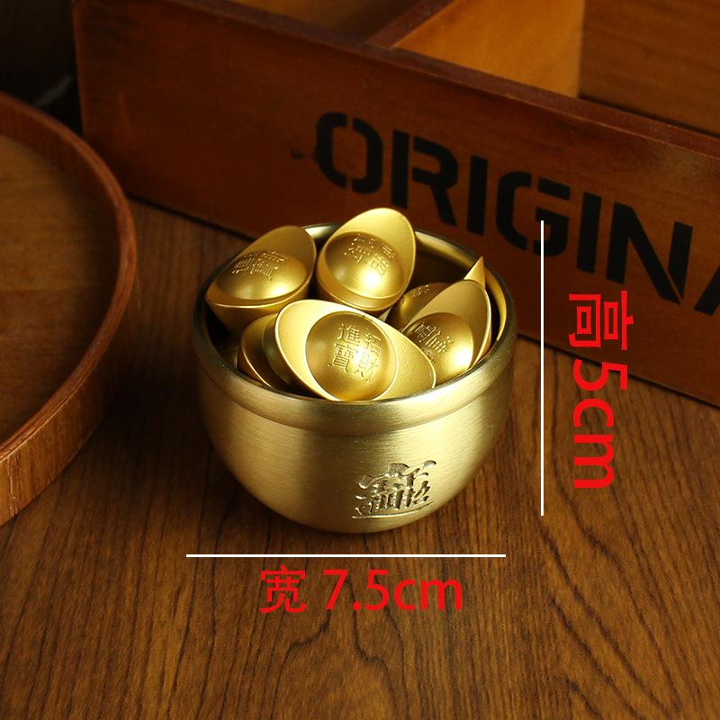 Brass cylinder five-way God of Wealth cylinder home desktop creative ingot ornament pure copper metal handicrafts copper handicrafts