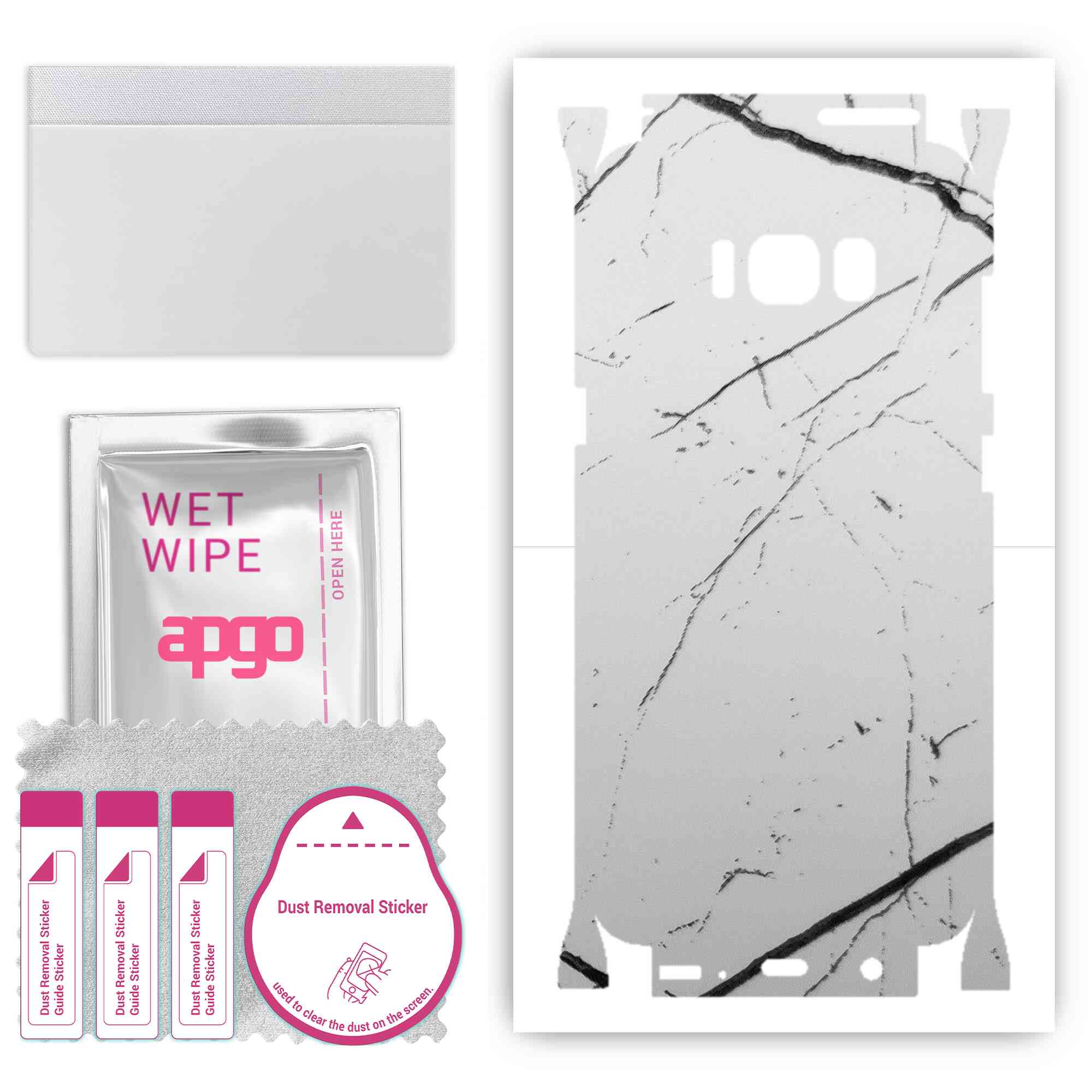 

apgo Protective Skin Sticker for the back+sides compatible with Samsung Galaxy S8, Full Wrap Film, Foil, Vinyl - Pattern White Marble