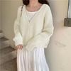 Women's Cardigan Sweater Outerwear Preppy Style Versatile Korean-Style Loose Short Top V-Neck Knitwear