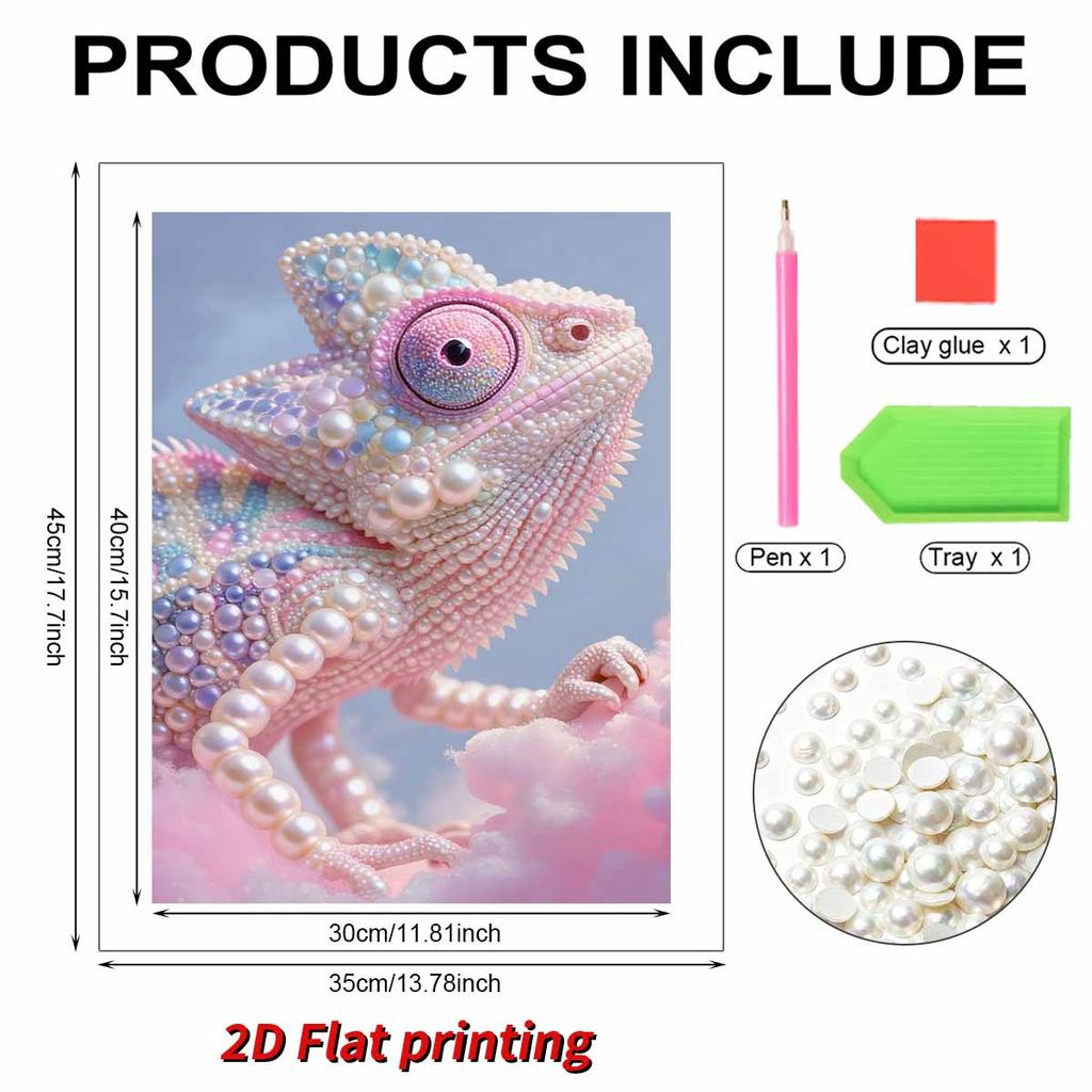 DIY Diamond Art Pearl Painting Kit for Adults,  Lizard Special Shaped Pearl Art Painting Wall for Home Office Decor Handmade Gift