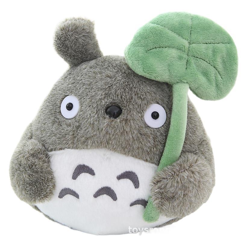 Spedizione Gratuita Peluche Grigio da 8 Pollici del Mio Vicino Totoro Gatto con Cappello a Foglia di Loto