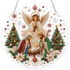 DIY Christmas Pearl Art Kit Acrylic Round Pendant with 3D Pearl Beads Chain Hanging Diamond Painting Craft for Festival Decor
