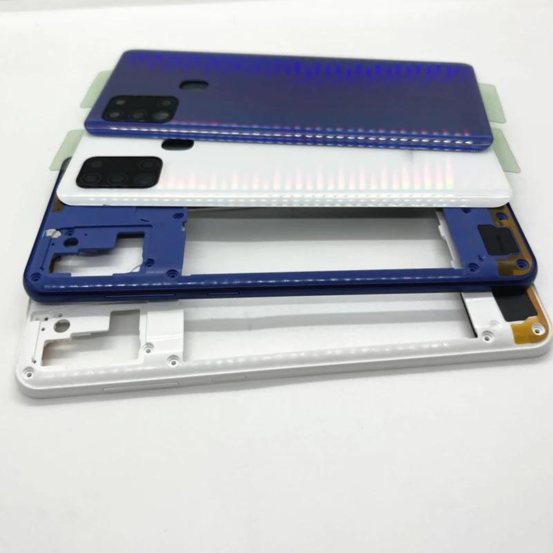 Full housing middle frame for Samsung Galaxy a21s 217 SM-217F/DS battery back cover rear case camera lens replace