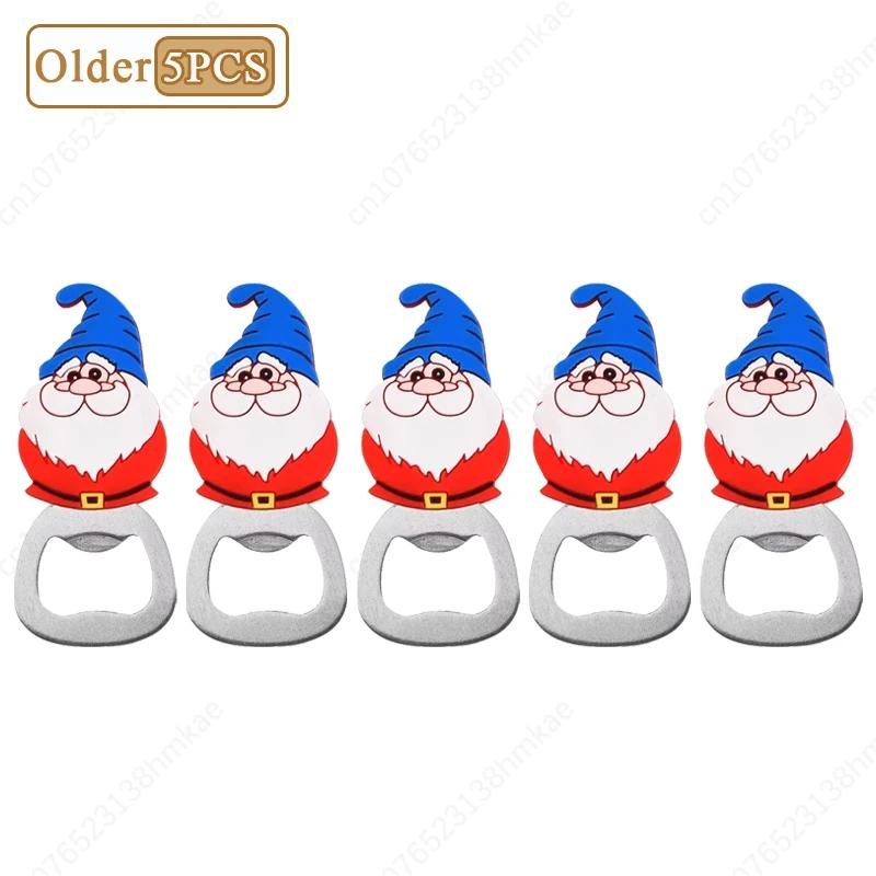 1-20PC Christmas Beer Bottle Opener Santa Snowman Bottle Opener Silicone Stainless Steel Bottle Opener Party Decoration Supplies