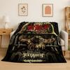 Retro Slayer Heavy Metal Rcck Band Sign Flannel Blanket Soft Warm Throw Blanket for Bedroom Living Room Bed Travel Picnic Gift