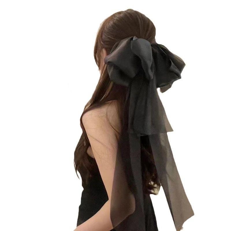 

1 шт. Очень большой зажим-краб Высококлассные стильные заколки Головной убор Заколка для волос Аксессуары для волос Большой бант для девочек Женщин Ленточный бант-бабочка 1PCS чёрный