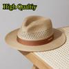 Big Size 60cm Panama Jazz Straw Hat Men's  Women's Outdoors Sunscreen Hole Sun Hat Summer  Man L Wide Brim Beach Hat