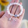 Pink Crystal & White Pearl Beaded Bracelet with Retro Gourd Pendant for Women