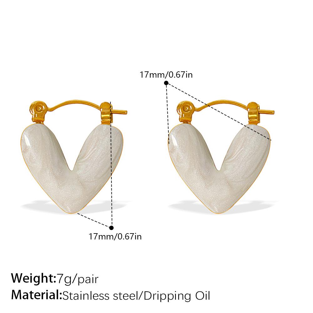 Exquisite Sweet Cool Wind Dripping Oil Love Earrings Women'S Stainless Steel High Sense Versatile Temperament Small Fresh Earrings