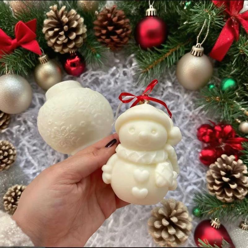 1 pc Cute mini Christmas snowman silicone mold, plaster silicone mold, suitable for Christmas holiday decoration