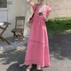 Women Casual Square Collar Sleeveless Summer Lace Patchwork Long Dress