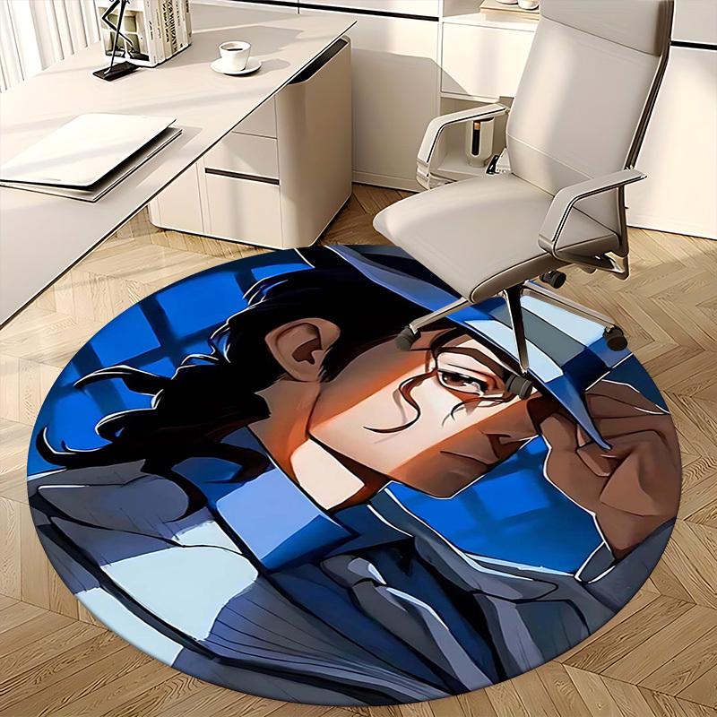 1pc Anime Design Round Carpet for Office Chair Mat, Non Slip Rug Home Decor, Living Room, Bedroom