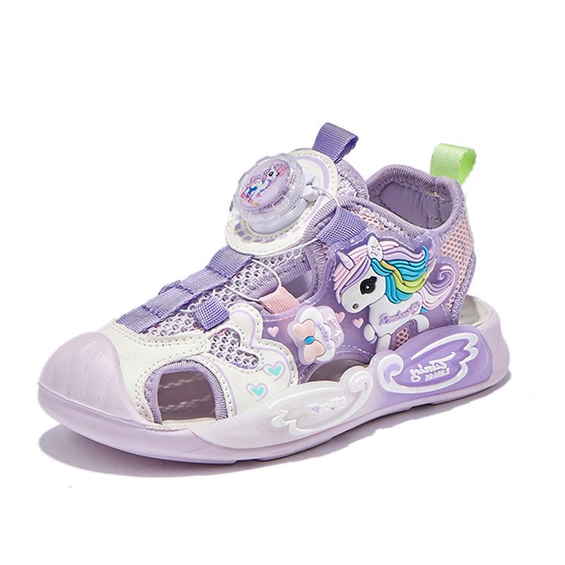 New Summer Girls' Closed Toe Rotating Button Beach Soft Sole Refreshing Sandals