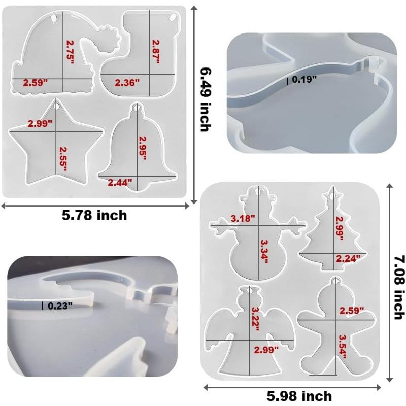 2Pcs Christmas Ornament Resin Mold, Holiday Silicone Mold, Jingle Bells/Gingerbread Men Bauble Mold