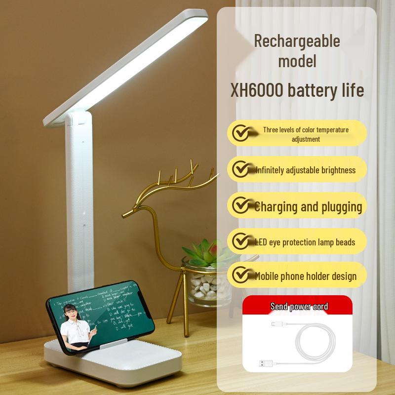 Compact LED Folding Desk Lamp - Touch Control, Eye Protection, Perfect for Office, Dorm, or Study.