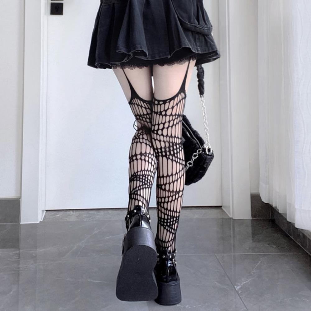 Spice Girl Beautiful Legs Net Red Knee Socks Sexy Suspenders Pantyhose Women's Japanese Black Jk Socks High Tube Hollow Net Socks Thin