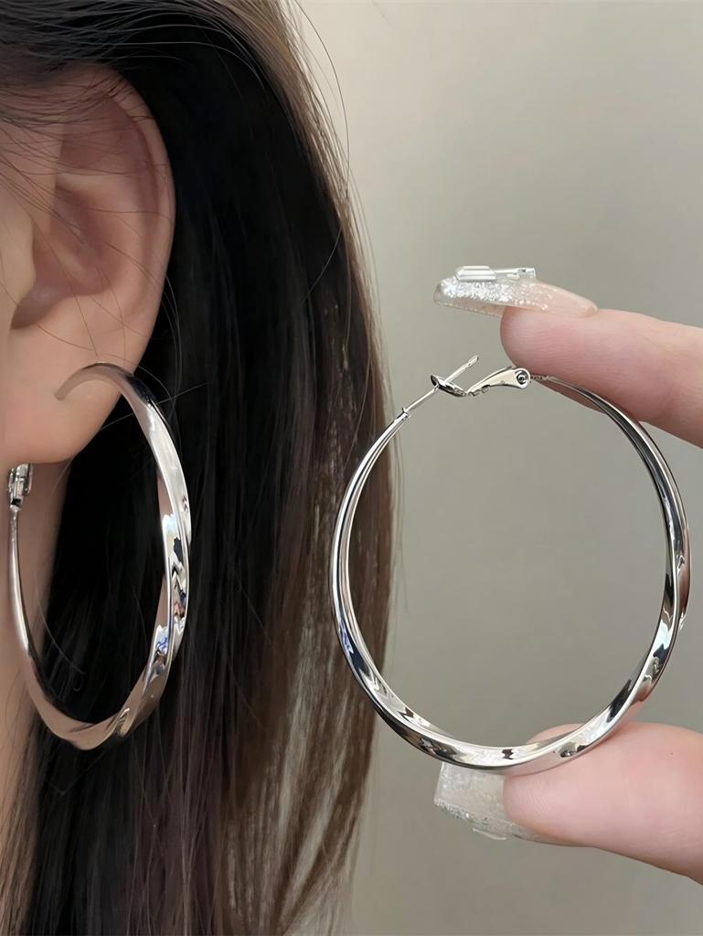 Kayi Elegante versilberte Kupfer-Creolen - Luxus-Stil für Frauen, perfekt für den täglichen Gebrauch oder Partys