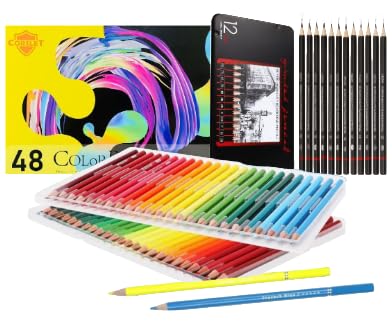 Corslet 60 Pcs Drawing And Sketch Pencils For Artists Kit Sketch Pencils Set For Artists Pencils Drawing Pencil Oil-Base
