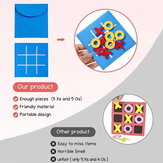 3/12/24 buc. Mini joc de masă din pâslă XO, jucărie educațională, puzzle pentru copii, băieți, fete, portabil, călătorie, 2 jucători, luptă, joc de masă strategică