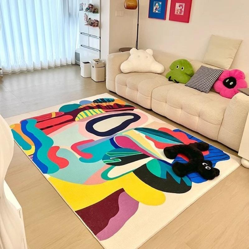Abstract Color Art Carpet for Living Room Non Slip Baby Crawl Rugs Home Decor Floor Mat Children Game Bedside Washable Carpets