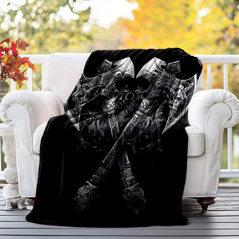 Nordic Mythology Flannel Blanket Soft All-Season Throw, Design for Camping, Car Travel, Hiking Sofa, Bed, Office Perfect Gift for Parties