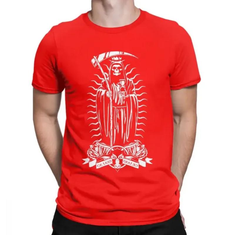 Men's La Santa Muerte T Shirt Saint Death Goth Mexican Death Muertos Mother Skull Cotton 3D Print Tshirt