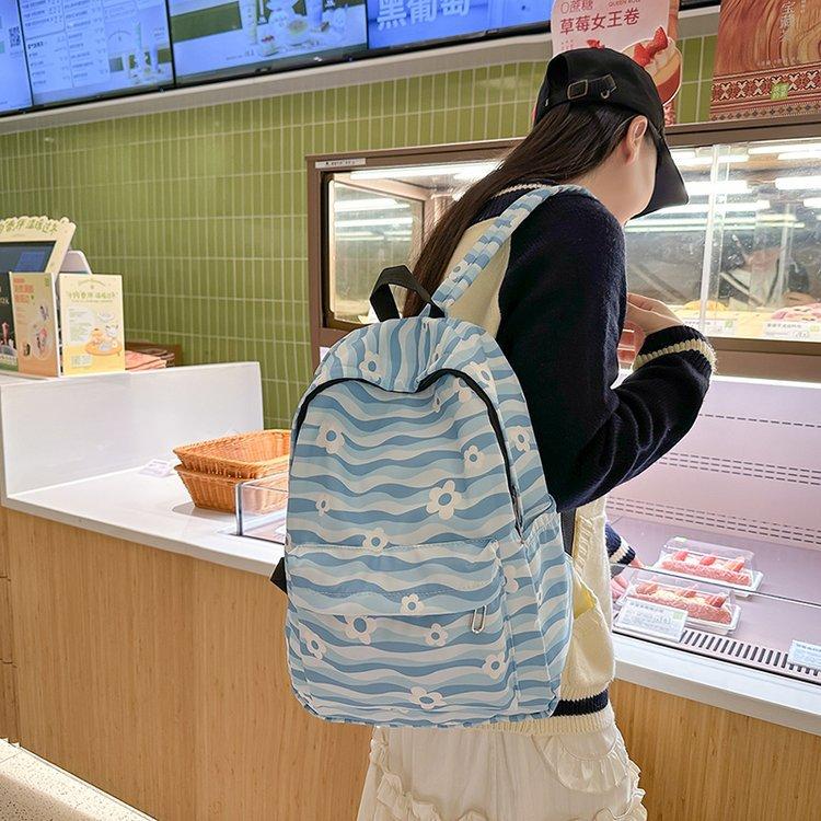 Schoolbag1011 Mori campus new high-value retro fashion versatile large-capacity casual three-dimensional striped backpack