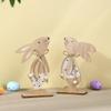 DIY Easter Rabbit Ornaments Cartoon Wooden Rabbit Ornaments Standing Rabbit Figurine  Desktop