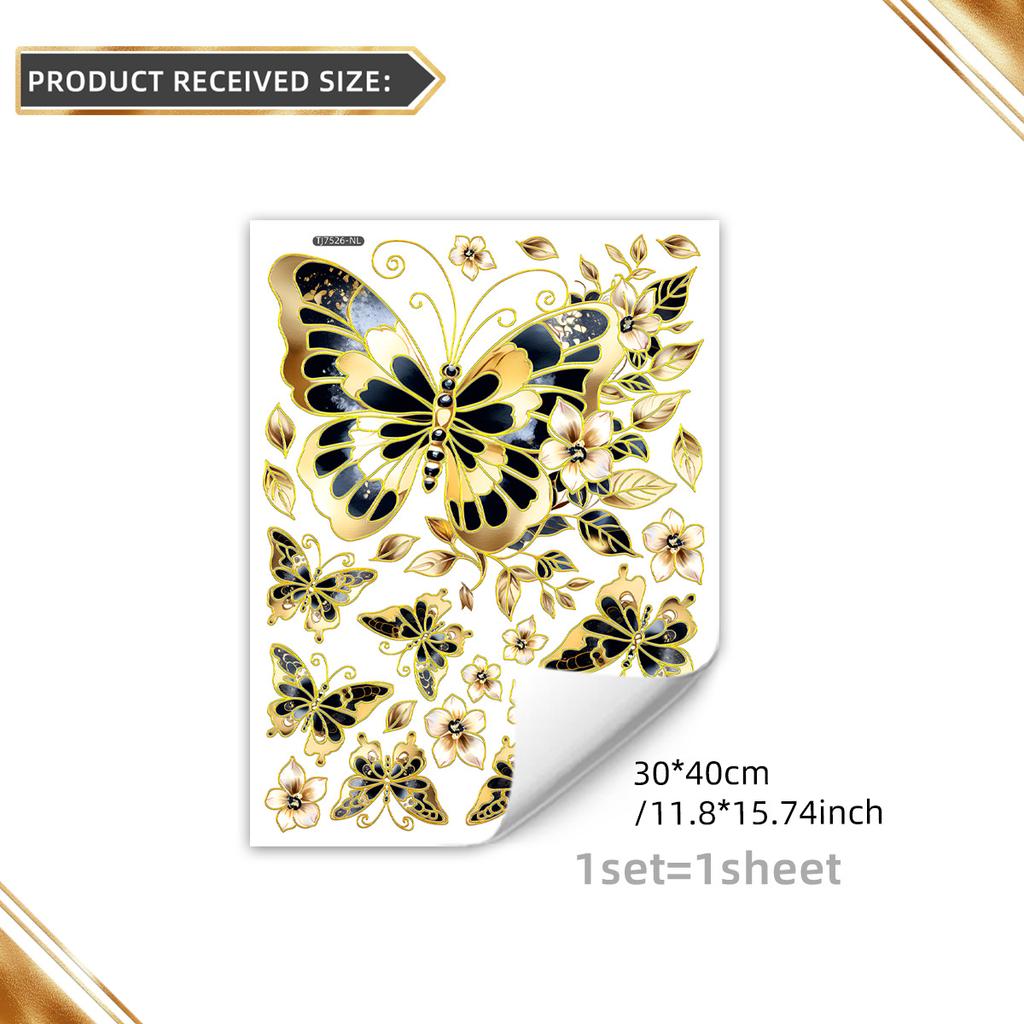 A Variety Of Hand-Painted Creative Flower Vines Butterfly Bronzing Wall Stickers Decorate Living Room Bedroom Background Self-Adhesive Wall Stickers