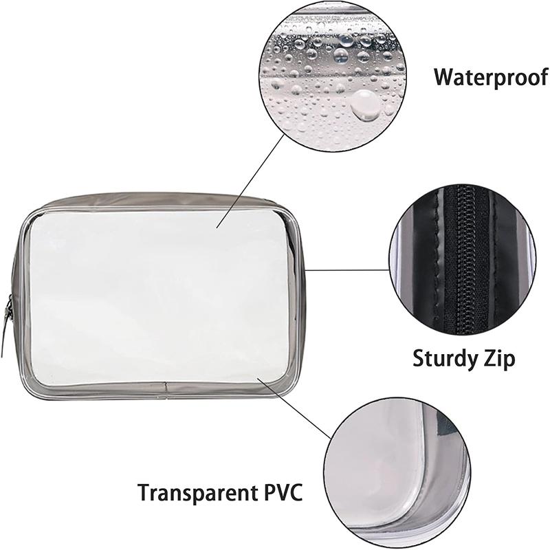 4 Pcs Clear Travel Toiletry Bag Makeup Bag with Zipper PVC Waterproof Travel Wash Bags Portable Storage Bag Cosmetic Bag Set