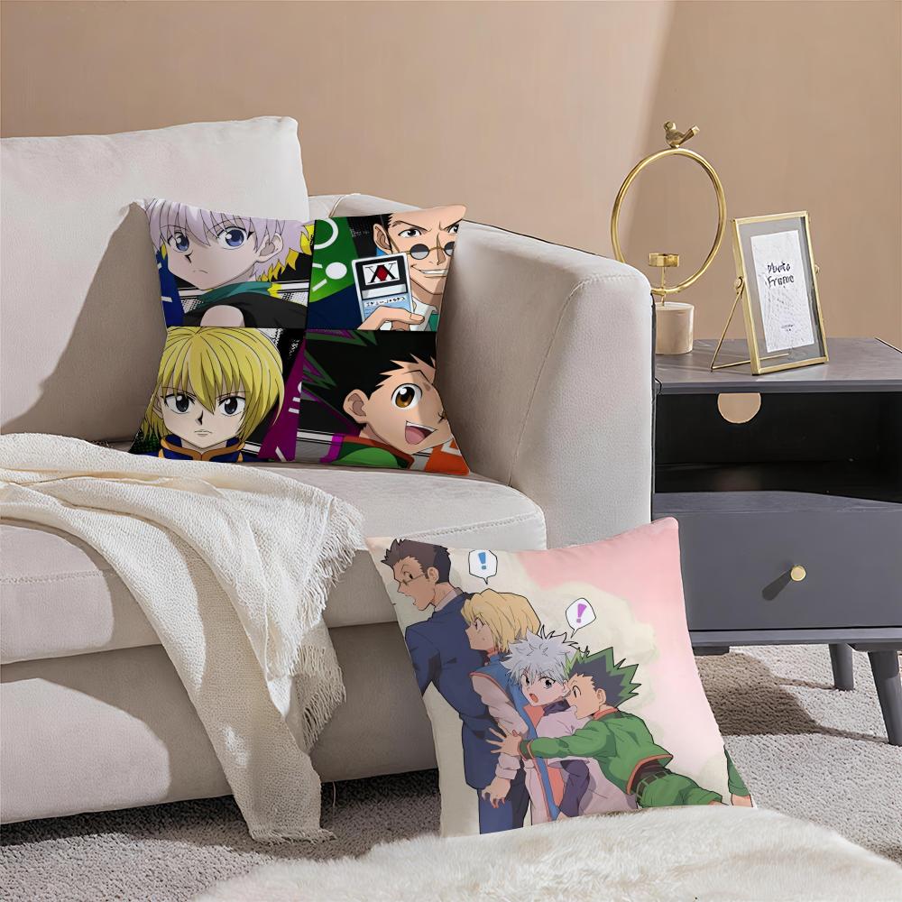 Thrilling Anime HHunter x Hunter Cushion Cover Pillowcase Short Plush Invisible zipper Room Sofa Cushion Cover