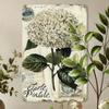 Hydrangea Vintage Metal Poster Wall Art 8x12 Inch Heavy Flower Engraving for Living Room