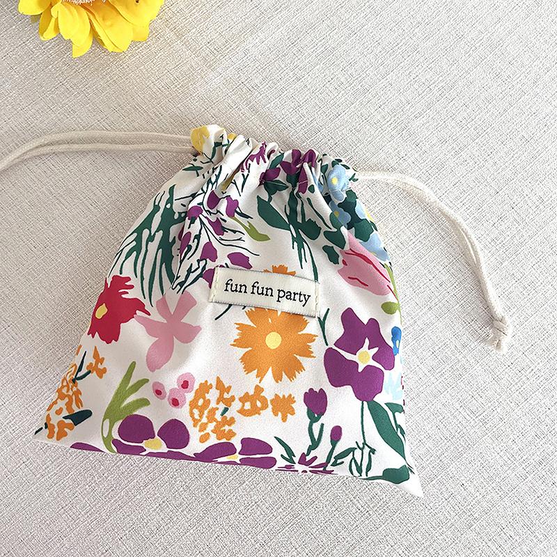 Multifunctional Cotton Plaid Storage Drawstring Bag For Women Portable Finishing Storage Pouch Cute Makeup Bag Candy Organizer