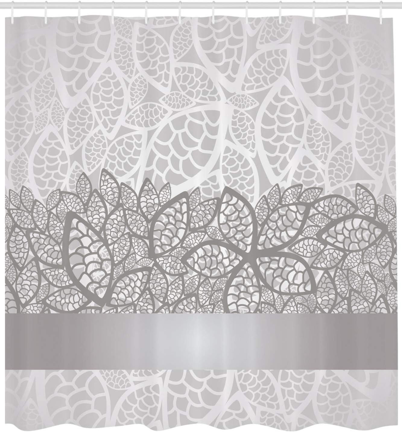 

Grey Shower Curtain, Lace Inspired Flower Motifs Bridal Composition Leaves Wedding Theme, Cloth Fabric Bathroom Decor W60H190(CM)-1 Pcs