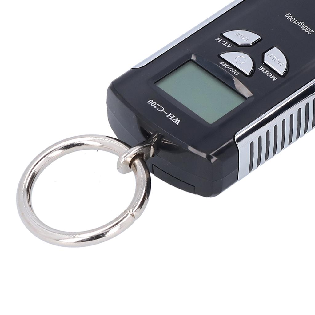 Kranwaage 200KG Schwerlast Hängende Wägehaken Laufwaage Tragbar Elektronisch HD Hintergrundbeleuchtung(Silber schwarz )