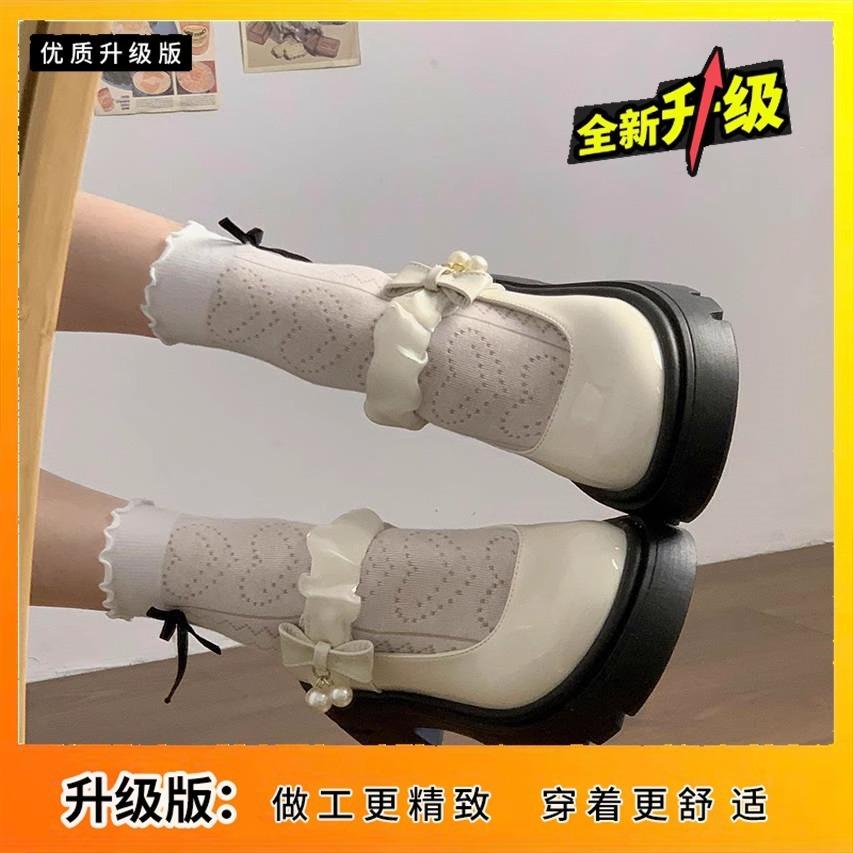 

Новые туфли 2025jk с круглым носком, маленькие кожаные туфли Мэри Джейн, на высокой платформе и толстом каблуке, женские туфли-лодочки для юбки, осенние 35