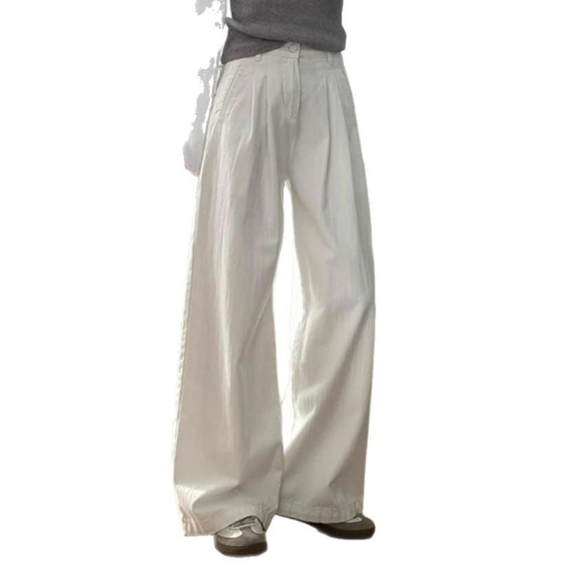 Fashionable Comfortable Loose White Wide Leg Jeans Women's Large Size Muscle Sense High Waist Straight Jeans Trousers Jeans for Women Long Denim Pants