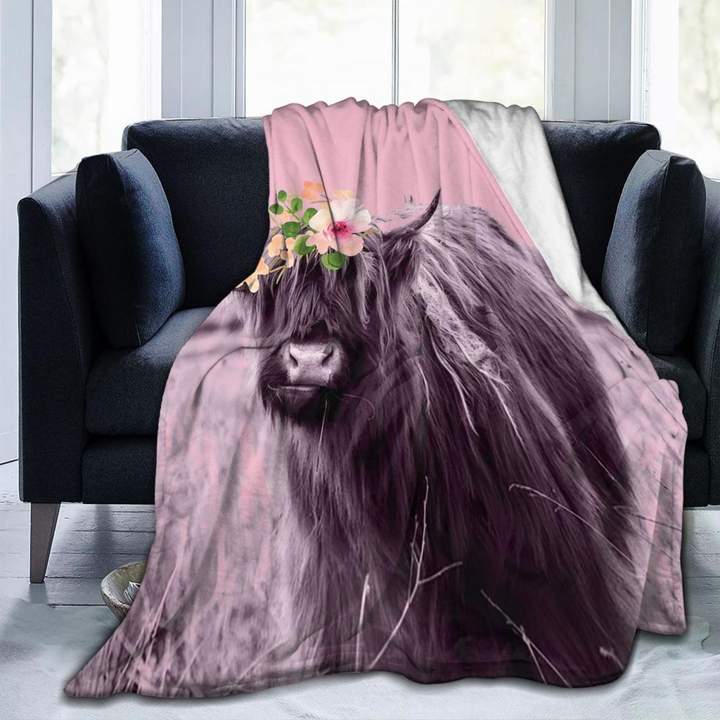 Baby Highland Cow Blankets Fleece Sofa Throw Blanket Portable for Couch Bedding Outdoor Throws Bedspread Quilt