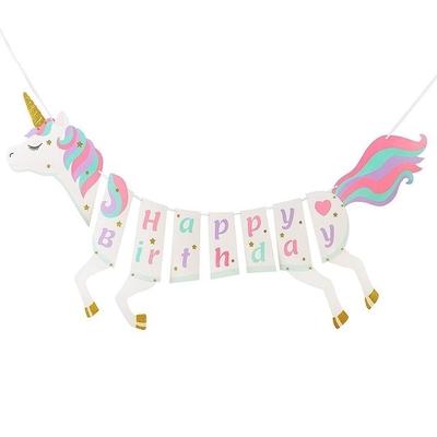 1 Set Niedliches DIY Happy Birthday Banner Partyzubehör Dekorationen Mit Glitzer Babyparty