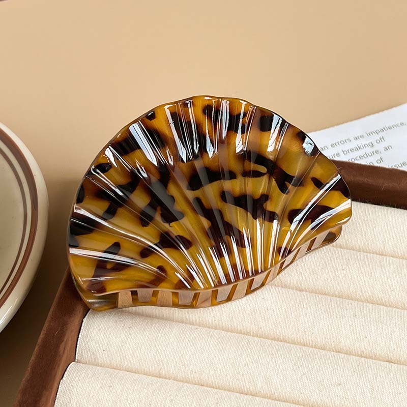 

Модный коричневый пластиковый текстурный зажим для волос в форме ракушки для женщин, девушек, милый, большой зажим-акула, зажимы, аксессуары для волос