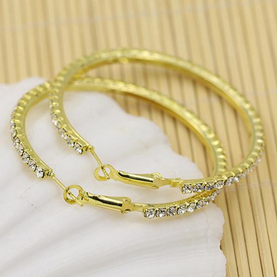 1 Pair Cirle Earrings Rhinestone Decor Jewelry Alloy Women Big Hoop Earrings for Birthday Pary