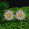 Gica Gema Gelbe High Carbon Diamond Ohrringe 925 Sterling Silber Blumen Ohrstecker Einzigartiges Design Romantischer edler Schmuck Hochzeitsfeier Geschenke
