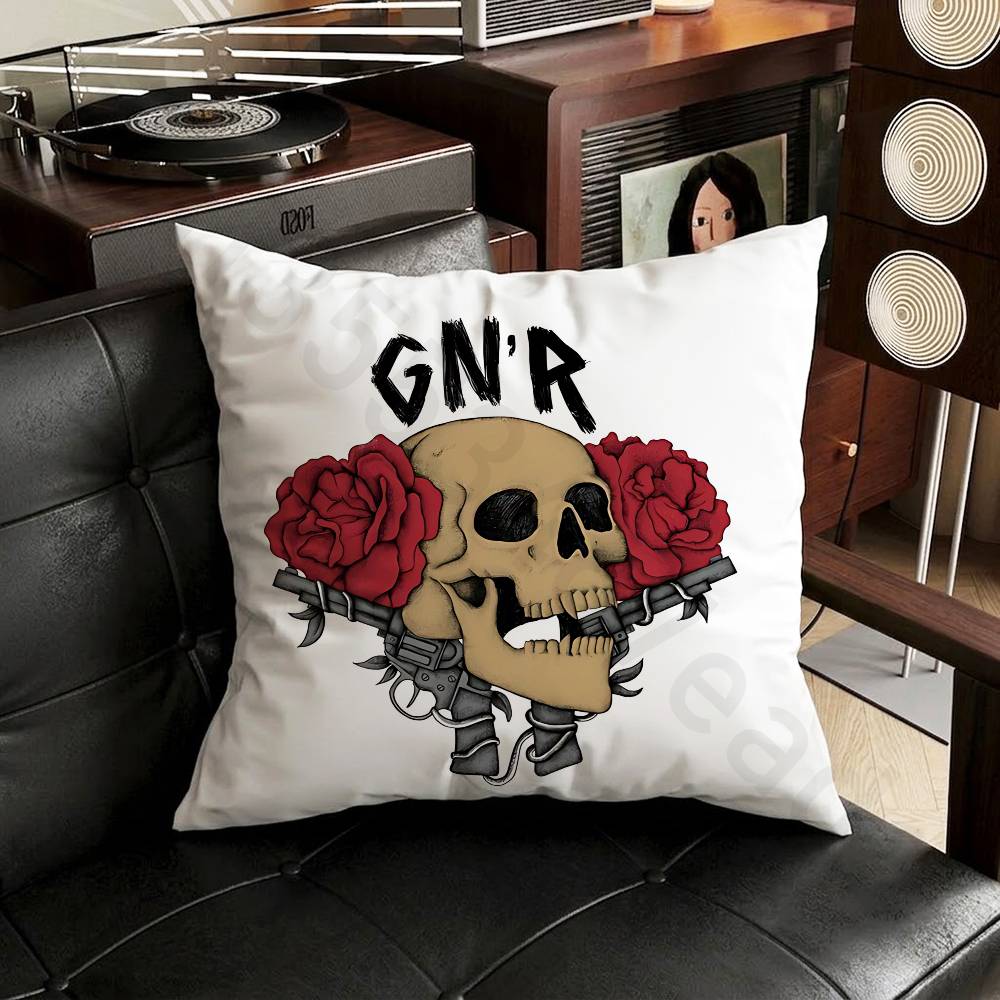 Band GGuns N Roses Pillow Case Antidustmite Pillowcase Invisible zipper silky short plush Sofa cushion cover
