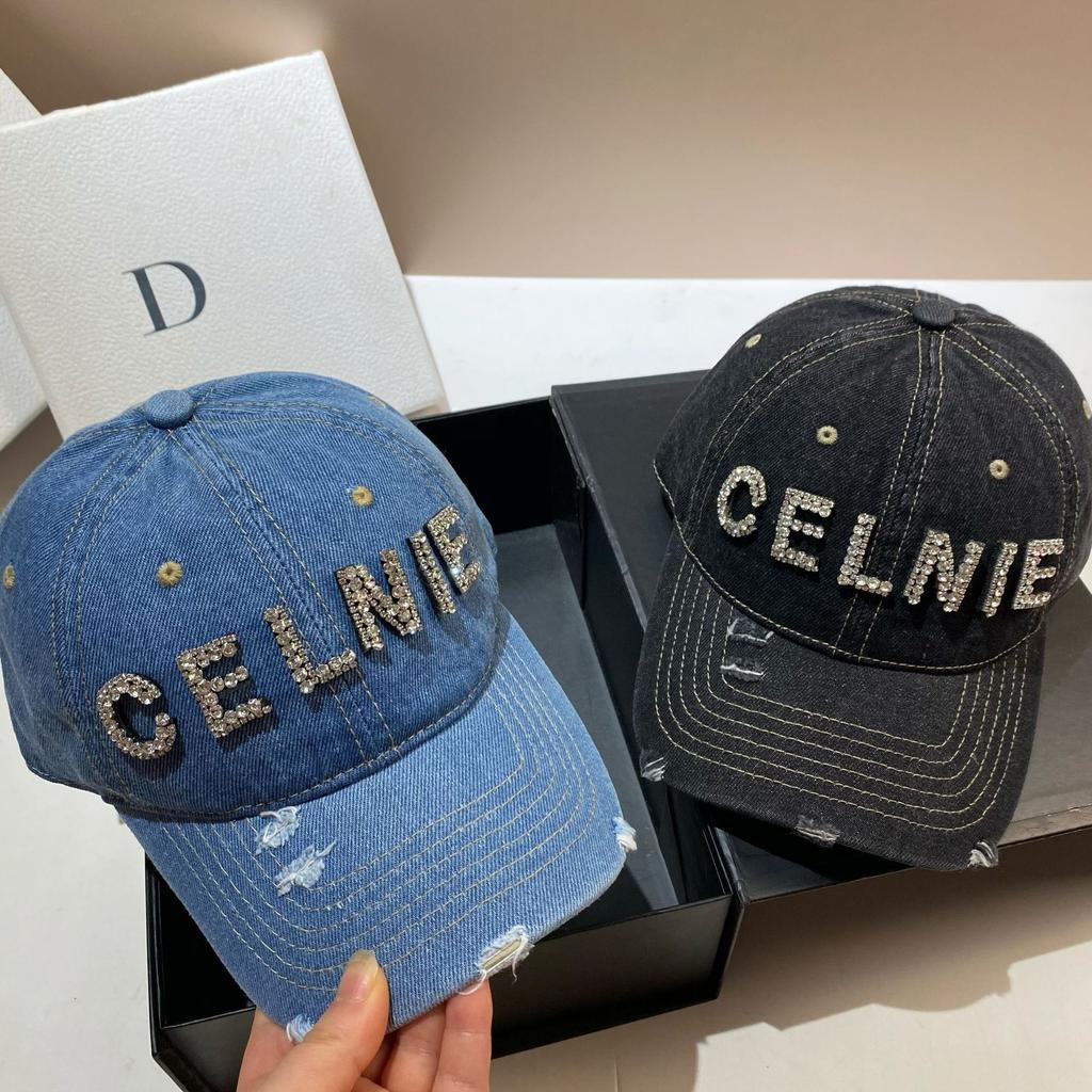 Heavy Industry Rhinestone Letter Celnie Sports Cowboy Baseball Cap Youth Personality Ripped Cap Women