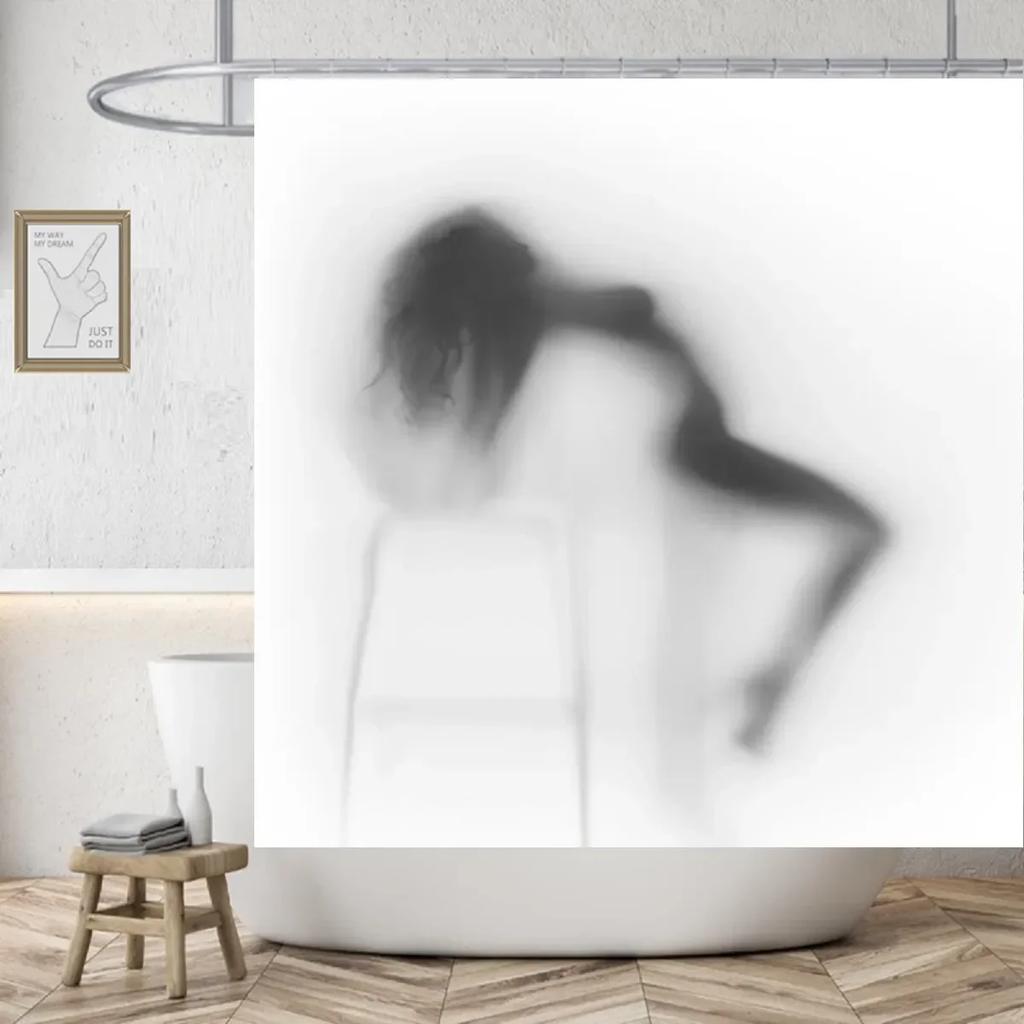 Get Naked Sexy Woman White Shower Curtain Waterproof High Quality Polyester Fabric Beach Washable Original Cortinas Home Decor