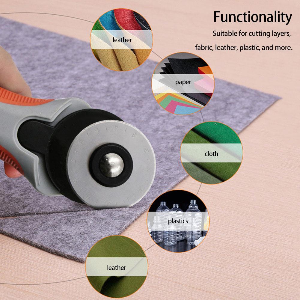 45mm Patchwork Roller Wheel Round Knife Tailor Cutter Rolling Cutter Safety Slide