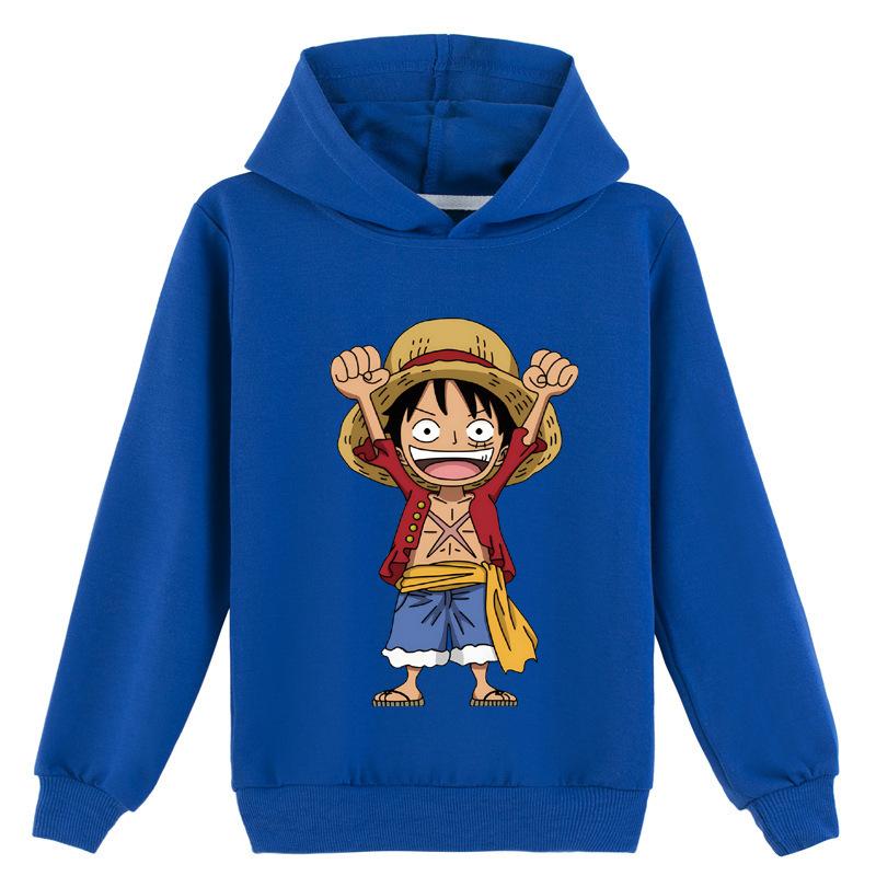 Kindermode Cartoon Anime Protagonist Luffy Aufdruck Hoodie Herbst Winter Warm Bequem Lässig Täglicher Hoodie
