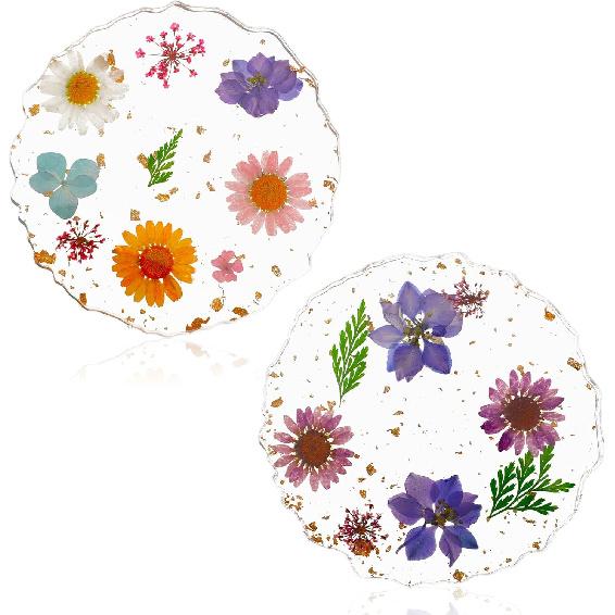 Desk Coaster Set of 2, Non-Slip Floral Drink Cup Mat, Reble Cute Coaster Decorations for Desk for Home Office Bar A